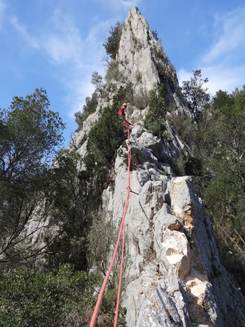 Voie Machicoulis, longueur L3, Gorges du Destel